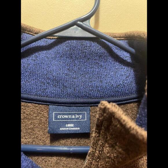 Crown & Ivy  Mens Large 1/4 Quarter Zip Pullover Brown EUC - Picture 4 of 4